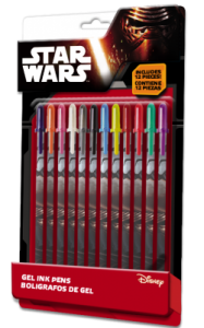 Zestaw 12 kolorowych długopisów żelowych Star Wars
